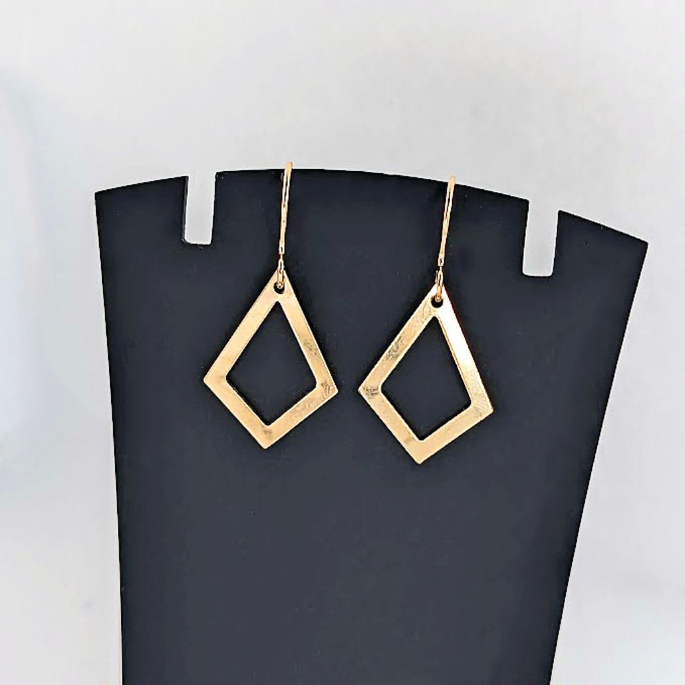Simple Gold Filled Minimalist Kite Shaped Handmade Dangle Earrings